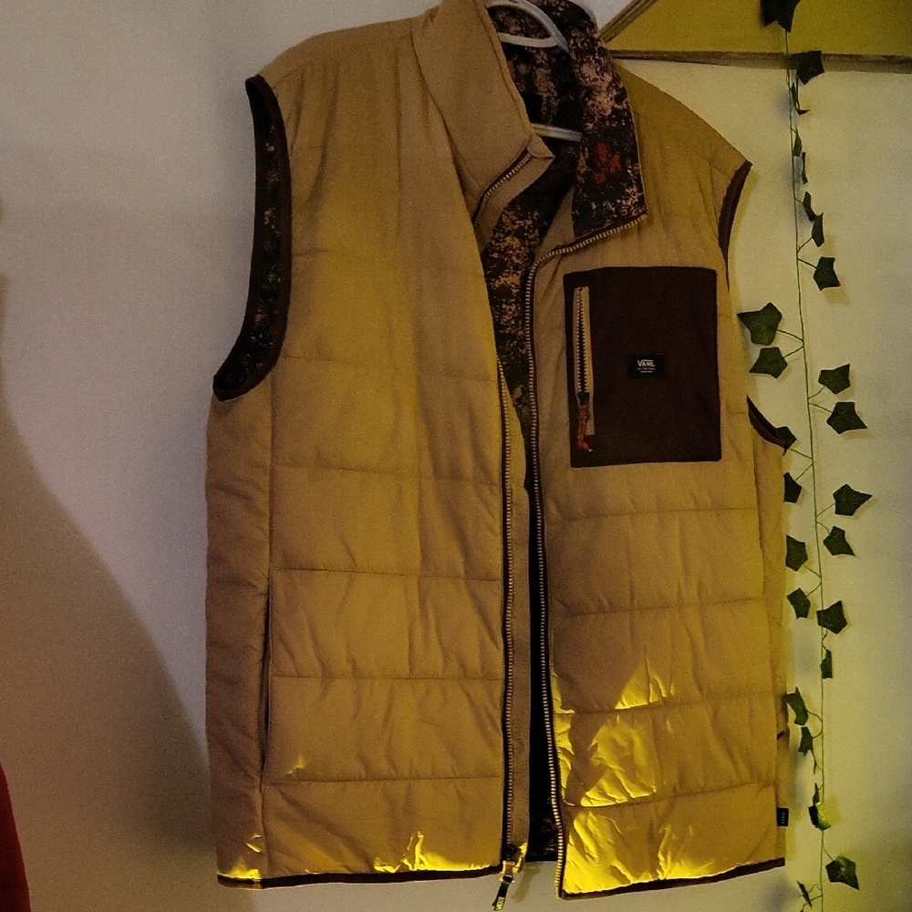 Vans Tan and Brown Quilted Vest